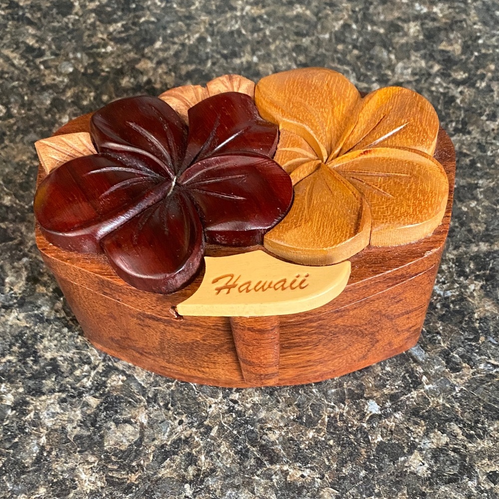 Wooden Floral Trinket Box